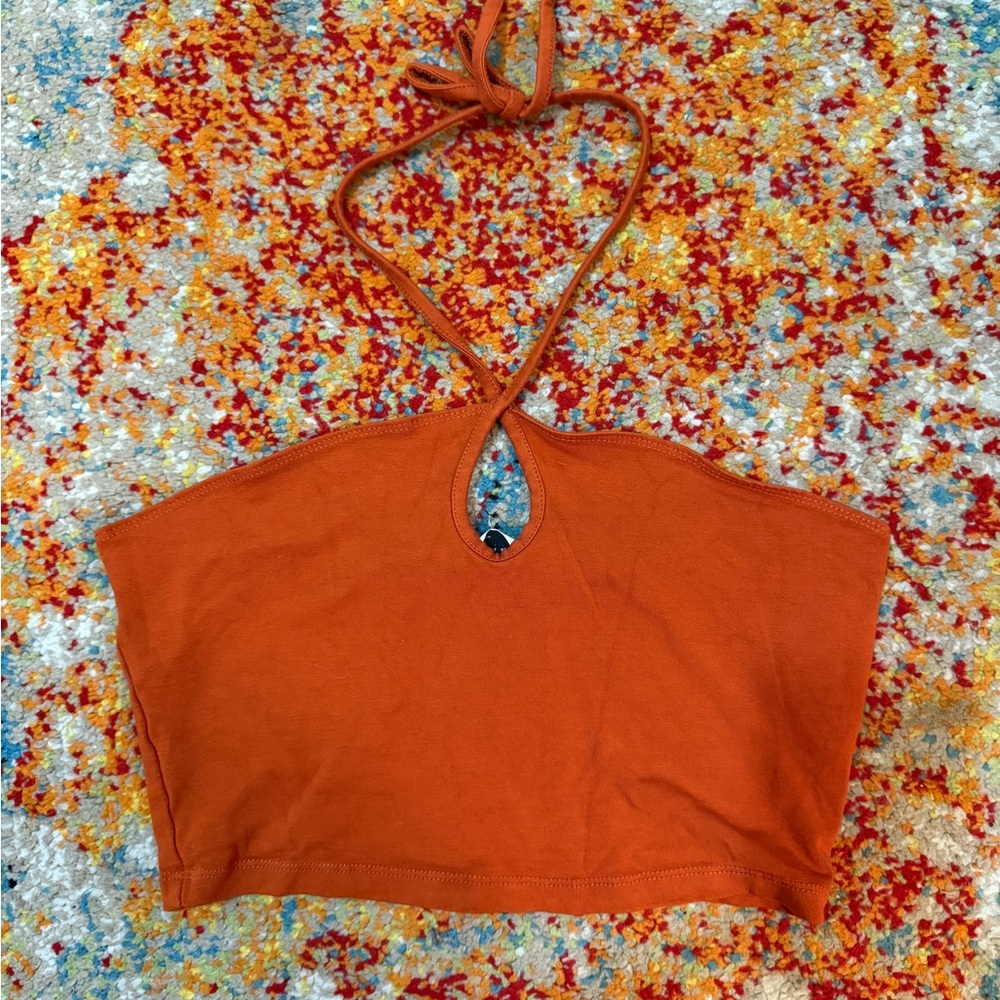 Burnt Orange Halter Neck Crop Top